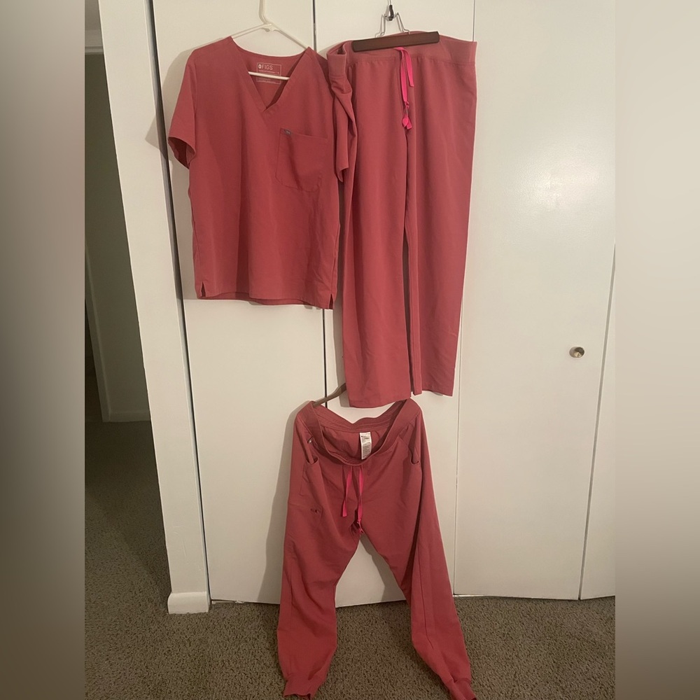Pink Breast Cancer Awareness figs scrubs set